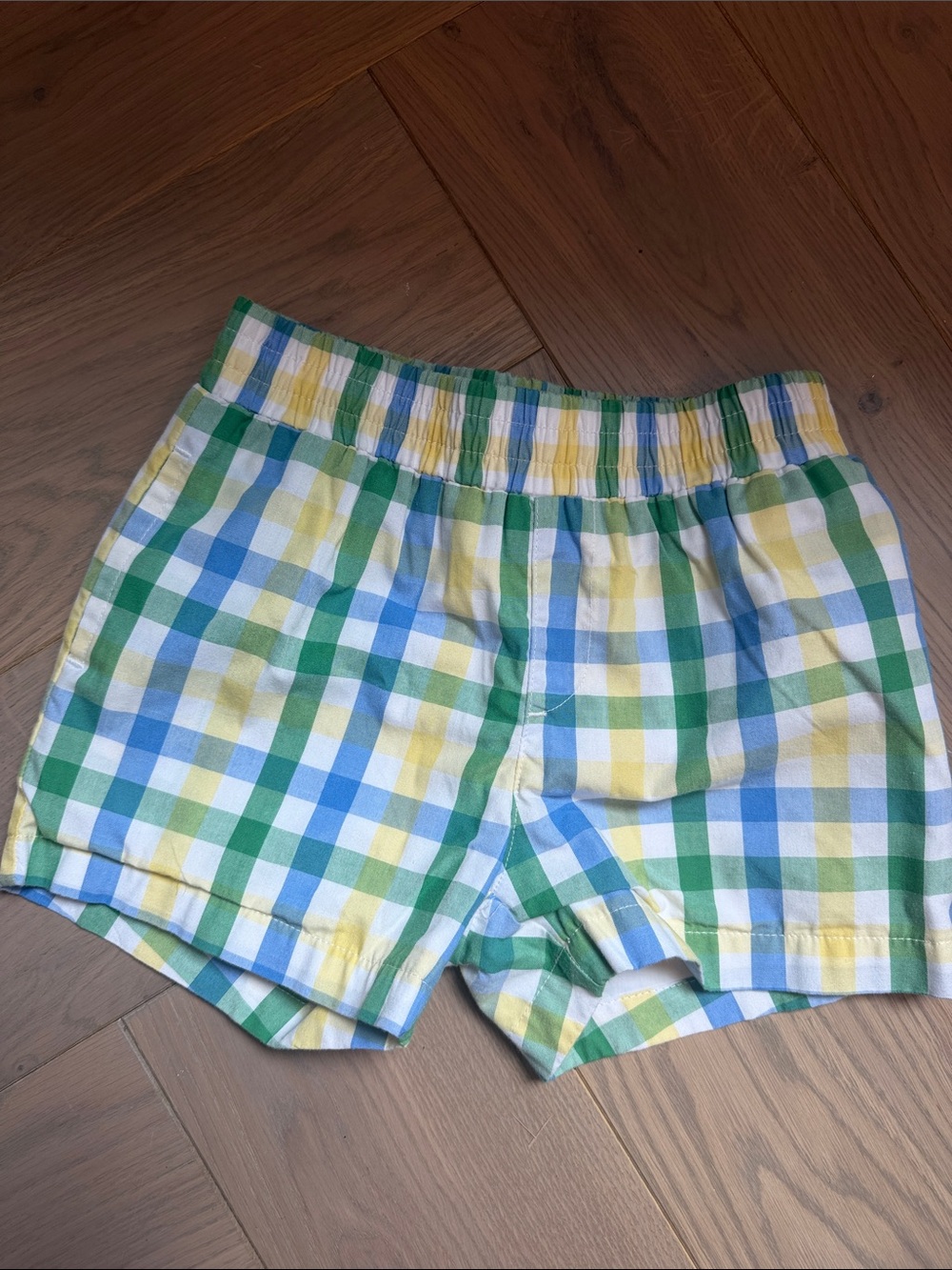 The Beaufort Bonnet Company Gingham Shorts in Green Blue Yellow